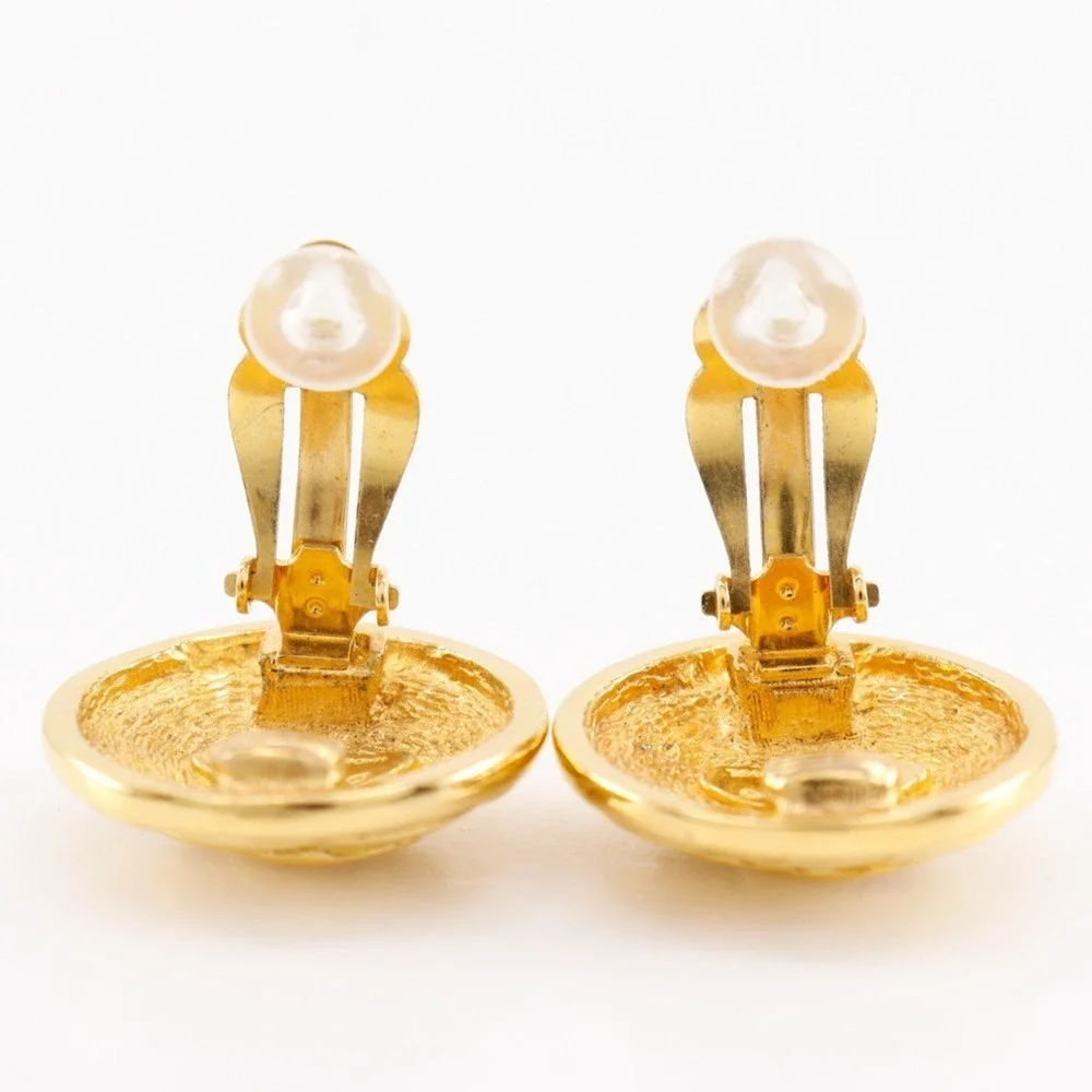 CHANEL Vintage Gold Logo Earrings